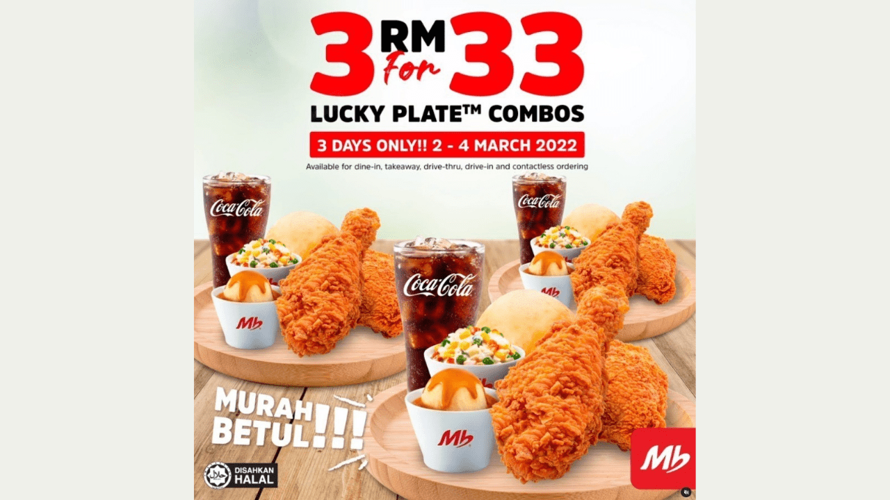 Marrybrown has launched the Lucky Plate with 2 Crispy Chicken Set Meal at an amazing price