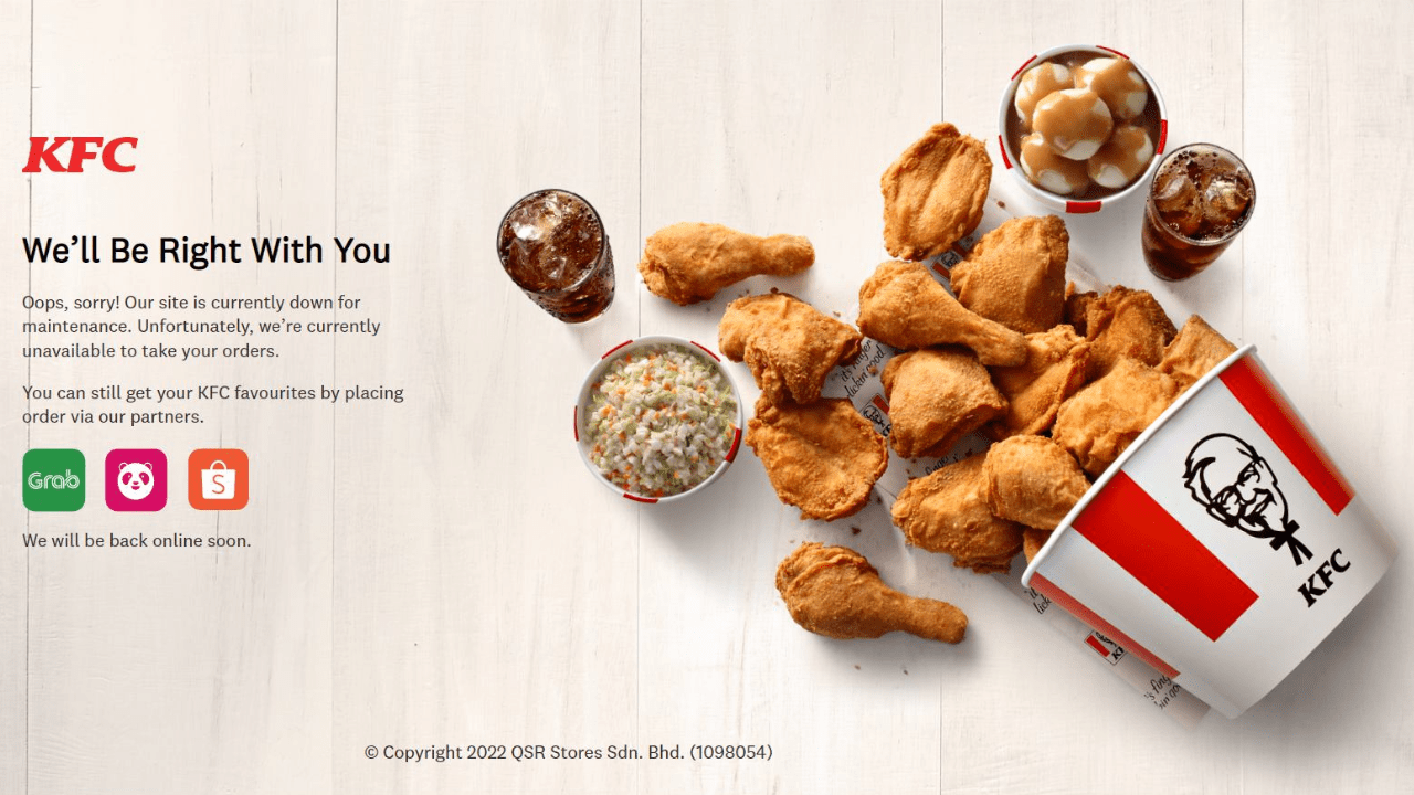 KFC launched three RM33 promotional offers, but the APP and website